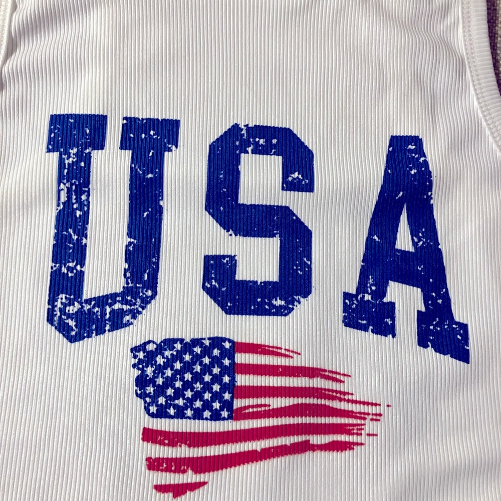 American USA red white blue crop top - Picture 3 of 3